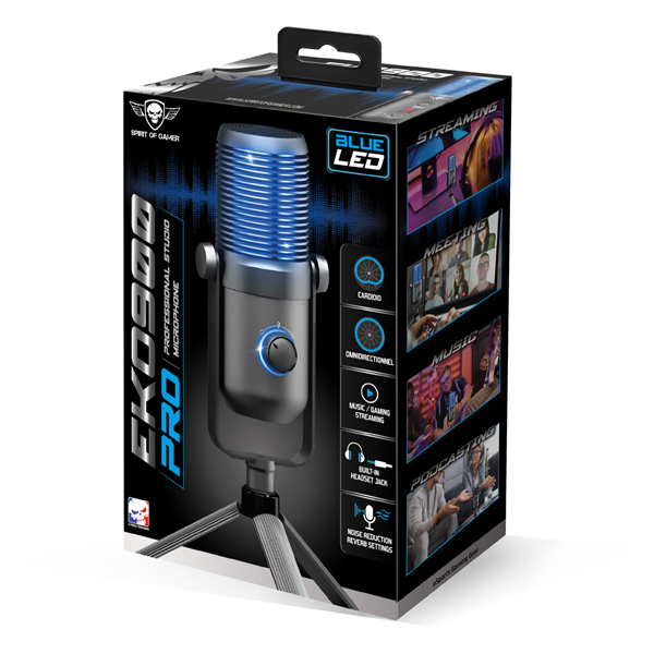 Spirit of Gamer Mikrofon - EKO 900 (USB, Cardioid, Omnidirekcionális, Beépített Jack csatlakozó, zajszűrés, fekete) - Image 11
