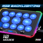 Spirit of Gamer Notebook Hűtőpad 17"-ig - AIRBLADE 1300 RGB (25,8dB; max. 169 m3/h; 10x6cm+3x8cm, RGB LED, 2xUSB2.0) - Image 4