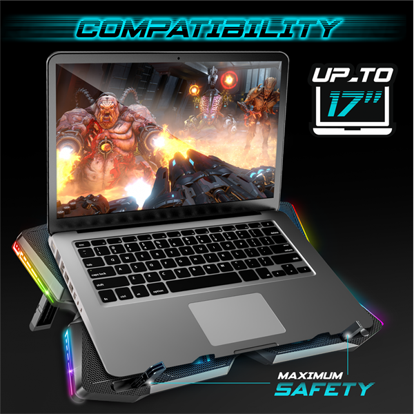 Spirit of Gamer Notebook Hűtőpad 17"-ig - AIRBLADE 500 RGB (25dB; 4x12cm, RGB, 2xUSB2.0) - Image 2