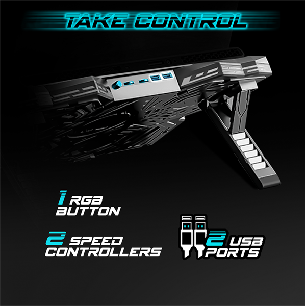 Spirit of Gamer Notebook Hűtőpad 17"-ig - AIRBLADE 500 RGB (25dB; 4x12cm, RGB, 2xUSB2.0) - Image 4