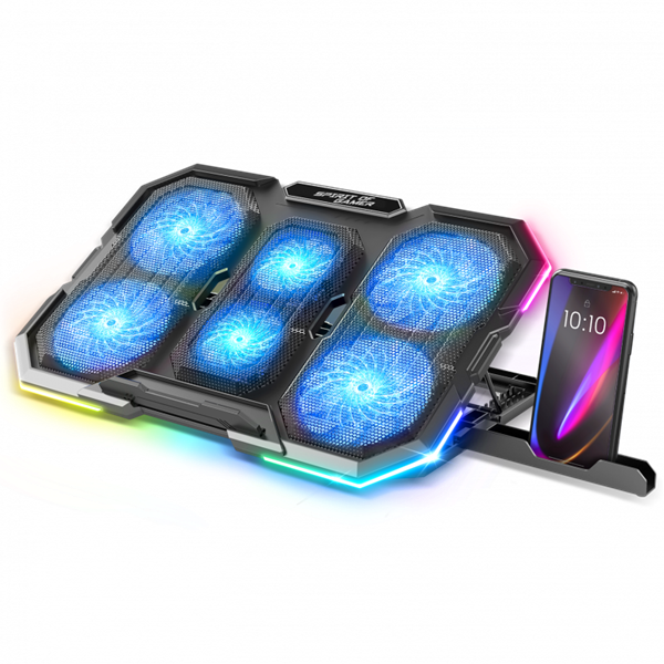 Spirit of Gamer Notebook Hűtőpad 17"-ig - AIRBLADE 700 RGB (29dB; max. 180 m3/h; 4x10cm+2x7cm, RGB LED, 2xUSB2.0) - Image 1