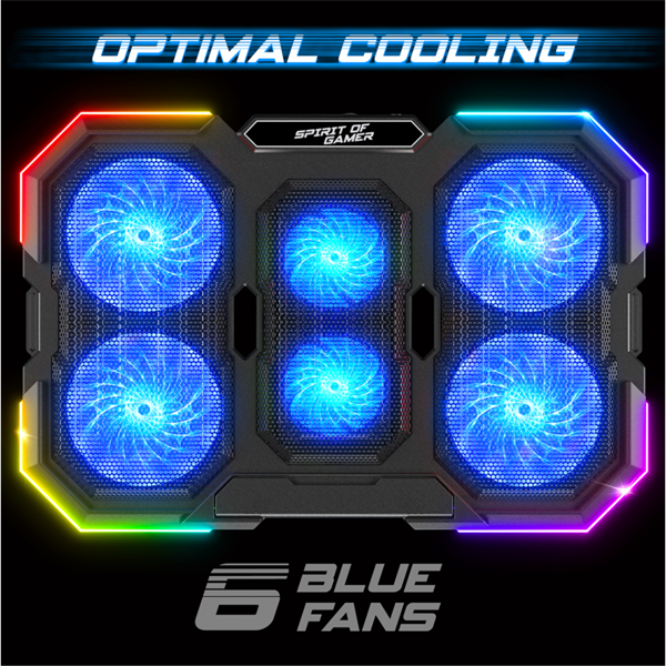 Spirit of Gamer Notebook Hűtőpad 17"-ig - AIRBLADE 700 RGB (29dB; max. 180 m3/h; 4x10cm+2x7cm, RGB LED, 2xUSB2.0) - Image 3
