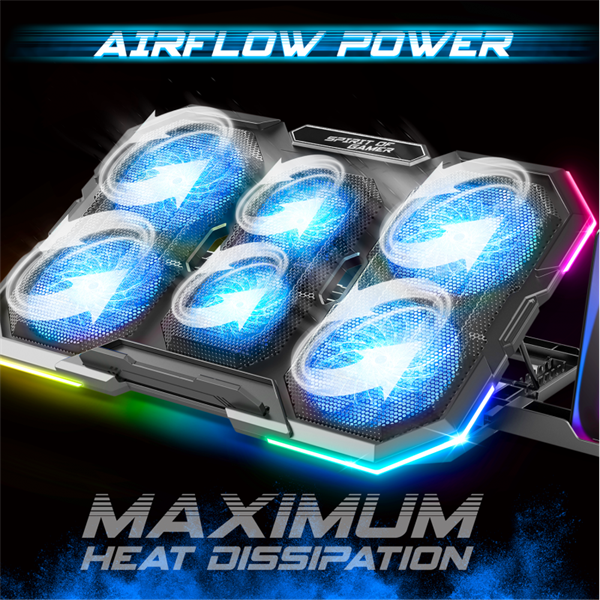 Spirit of Gamer Notebook Hűtőpad 17"-ig - AIRBLADE 700 RGB (29dB; max. 180 m3/h; 4x10cm+2x7cm, RGB LED, 2xUSB2.0) - Image 4