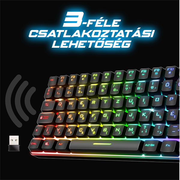 Spirit of Gamer Billentyűzet Vezeték nélküli - ELITE K70 (TKL, 85 gomb,, RGB LED,USB, anti-ghost, fekete, magyar) - Image 4
