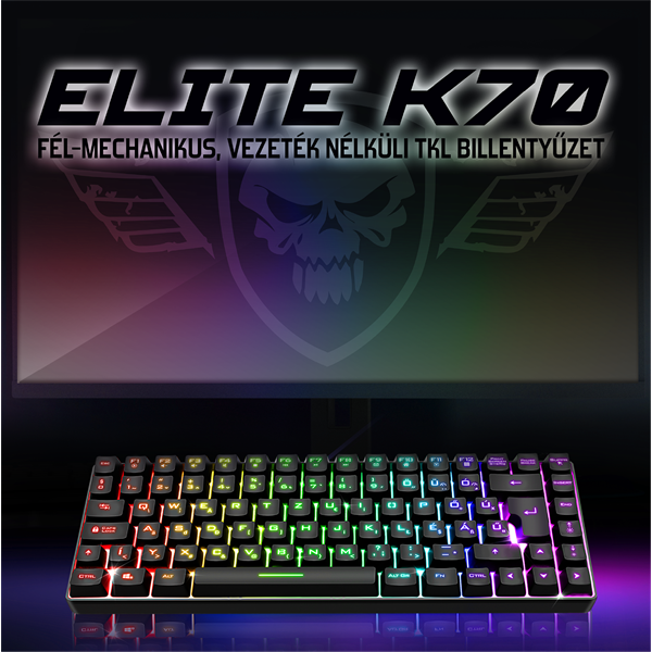 Spirit of Gamer Billentyűzet Vezeték nélküli - ELITE K70 (TKL, 85 gomb,, RGB LED,USB, anti-ghost, fekete, magyar) - Image 9