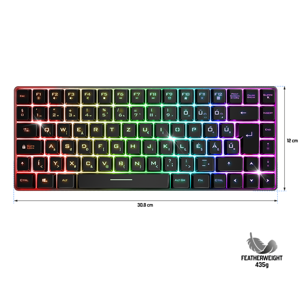 Spirit of Gamer Billentyűzet Vezeték nélküli - ELITE K70 (TKL, 85 gomb,, RGB LED,USB, anti-ghost, fekete, magyar) - Image 10