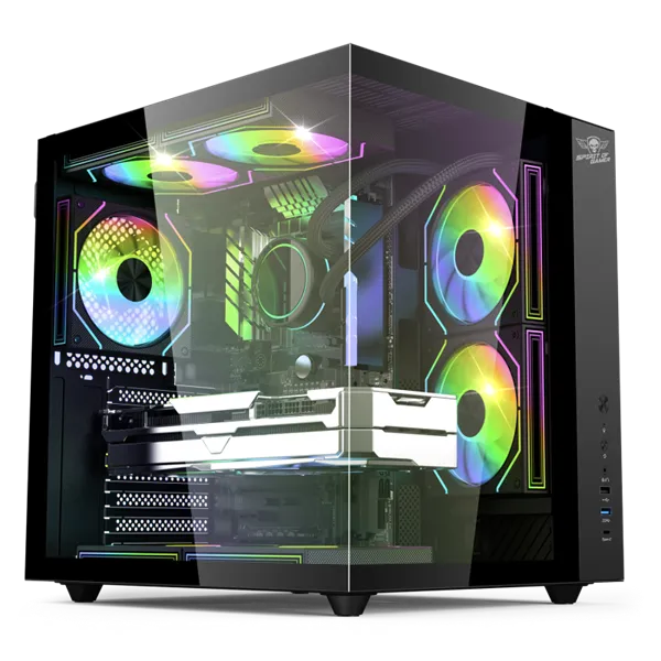 Spirit of Gamer Számítógépház - BANDIT GT (fekete, ablakos, 3x12cm ventilátor, alsó táp,  ATX, 1x USB-C, 3x USB-A)