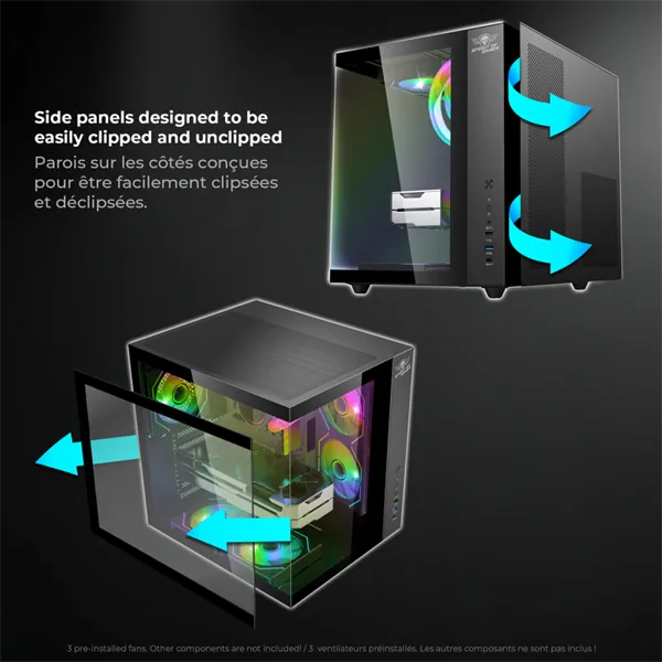Spirit of Gamer Számítógépház - BANDIT GT (fekete, ablakos, 3x12cm ventilátor, alsó táp,  ATX, 1x USB-C, 3x USB-A) - Image 6