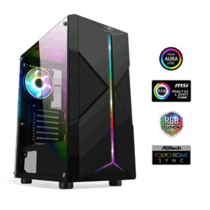 Spirit of Gamer Számítógépház - CLONE 3 Black (fekete, ablakos, 2x12cm ventilátor, alsó táp,  ATX, 1xUSB3.0, 2xUSB2.0)