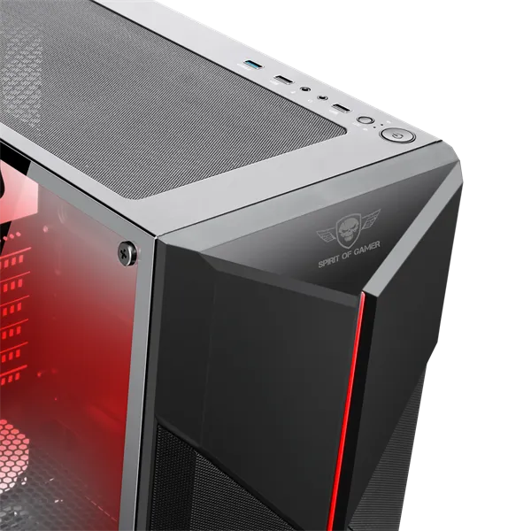 Spirit of Gamer Számítógépház - CLONE 3 Black (fekete, ablakos, 2x12cm ventilátor, alsó táp,  ATX, 1xUSB3.0, 2xUSB2.0) - Image 5