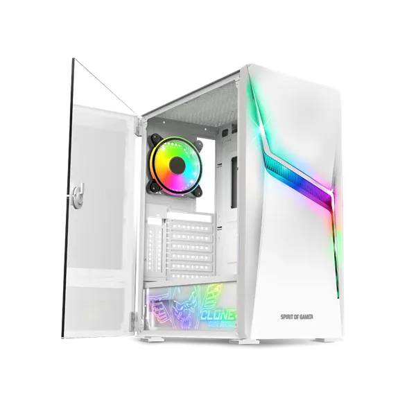 Spirit of Gamer Számítógépház - CLONE 4 White (fekete, ablakos, 2x12cm ventilátor, alsó táp,  ATX, 1xUSB3.0, 2xUSB2.0) - Image 11