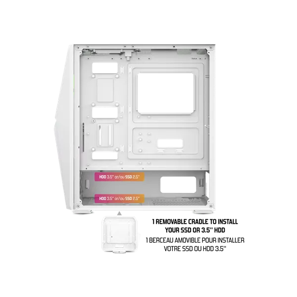 Spirit of Gamer Számítógépház - CLONE 4 White (fekete, ablakos, 2x12cm ventilátor, alsó táp,  ATX, 1xUSB3.0, 2xUSB2.0) - Image 3