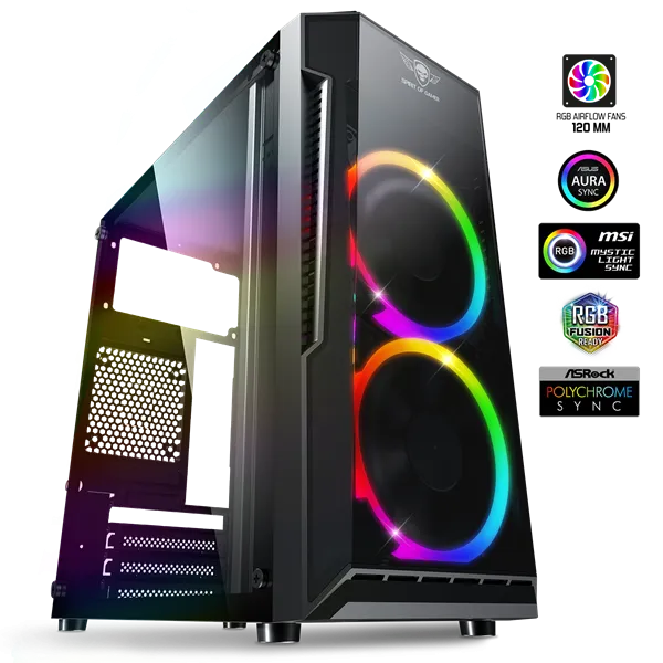 Spirit of Gamer Számítógépház - Deathmatch 3 RGB (fekete, ablakos, 2x12cm, ventilátor mATX, ITX, 1xUSB3.0, 2xUSB2.0)