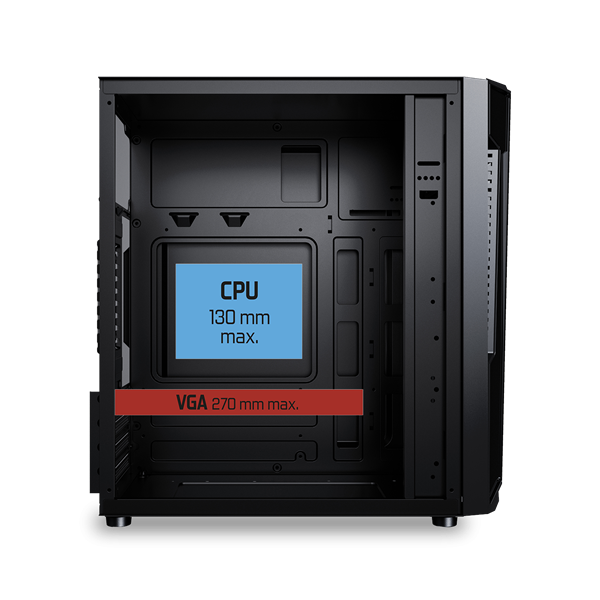 Spirit of Gamer Számítógépház - Deathmatch 3 RGB (fekete, ablakos, 2x12cm, ventilátor mATX, ITX, 1xUSB3.0, 2xUSB2.0) - Image 9