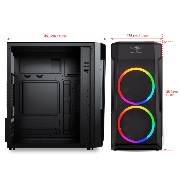 Spirit of Gamer Számítógépház - Deathmatch 3 RGB (fekete, ablakos, 2x12cm, ventilátor mATX, ITX, 1xUSB3.0, 2xUSB2.0) - Image 10