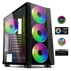 Spirit of Gamer Számítógépház - GHOST III RGB (fekete, ablakos, 4x12cm ventilátor, ATX, mATX, 2xUSB3.0, 1xUSB2.0)