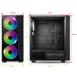 Spirit of Gamer Számítógépház - GHOST III RGB (fekete, ablakos, 4x12cm ventilátor, ATX, mATX, 2xUSB3.0, 1xUSB2.0) - Image 9
