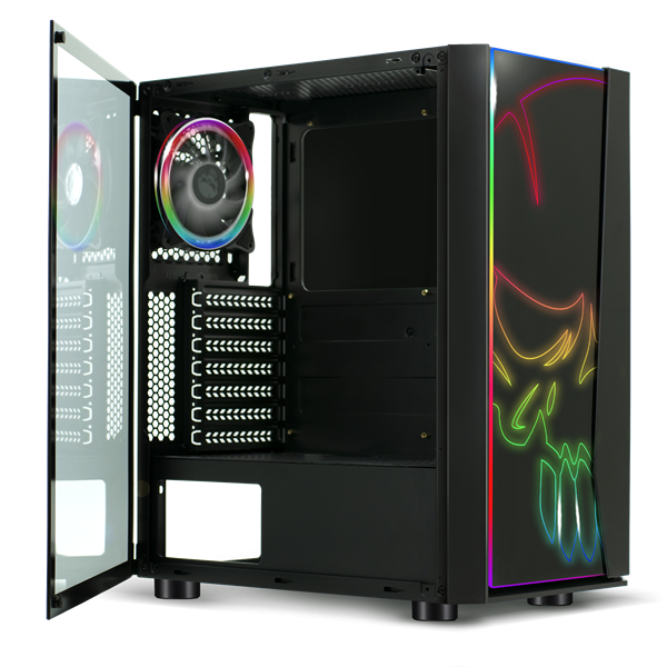Spirit of Gamer Számítógépház - GHOST ONE RGB (fekete, ablakos, 2x12cm ventilátor, ATX, mATX, 2xUSB3.0, 1xUSB2.0) - Image 3