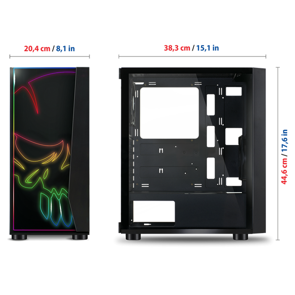 Spirit of Gamer Számítógépház - GHOST ONE RGB (fekete, ablakos, 2x12cm ventilátor, ATX, mATX, 2xUSB3.0, 1xUSB2.0) - Image 9