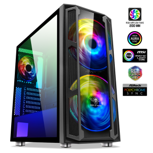 Spirit of Gamer Számítógépház - GHOST 5 RGB (fekete, ablakos, 2x20cm, 2x12cm ventilátor, ATX, mATX, 2xUSB3.0, 1xUSB2.0)