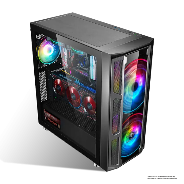 Spirit of Gamer Számítógépház - GHOST 5 RGB (fekete, ablakos, 2x20cm, 2x12cm ventilátor, ATX, mATX, 2xUSB3.0, 1xUSB2.0) - Image 8