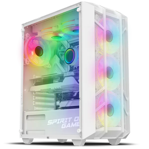 Spirit of Gamer Számítógépház - REBEL NX White (fekete, ablakos, 4x12cm ventilátor, alsó táp,  ATX, 1xUSB3.0, 2xUSB2.0)