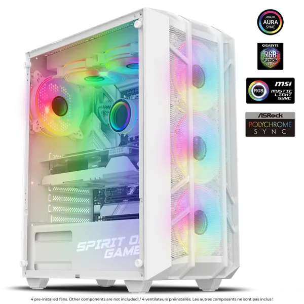 Spirit of Gamer Számítógépház - REBEL NX White (fekete, ablakos, 4x12cm ventilátor, alsó táp,  ATX, 1xUSB3.0, 2xUSB2.0) - Image 2