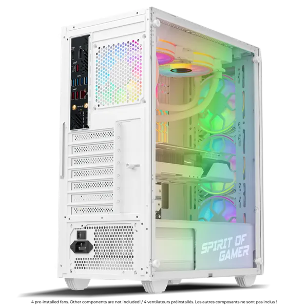 Spirit of Gamer Számítógépház - REBEL NX White (fekete, ablakos, 4x12cm ventilátor, alsó táp,  ATX, 1xUSB3.0, 2xUSB2.0) - Image 6
