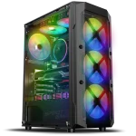 Spirit of Gamer Számítógépház - REBEL XT Black (fekete, ablakos, 4x12cm ventilátor, alsó táp,  ATX, 1xUSB3.0, 2xUSB2.0)