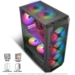 Spirit of Gamer Számítógépház - REBEL XT Black (fekete, ablakos, 4x12cm ventilátor, alsó táp,  ATX, 1xUSB3.0, 2xUSB2.0) - Image 3