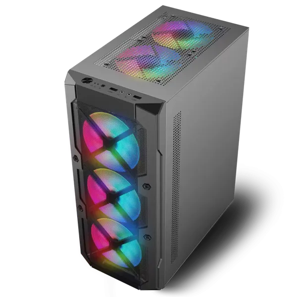 Spirit of Gamer Számítógépház - REBEL XT Black (fekete, ablakos, 4x12cm ventilátor, alsó táp,  ATX, 1xUSB3.0, 2xUSB2.0) - Image 5