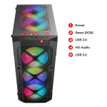 Spirit of Gamer Számítógépház - REBEL XT Black (fekete, ablakos, 4x12cm ventilátor, alsó táp,  ATX, 1xUSB3.0, 2xUSB2.0) - Image 6
