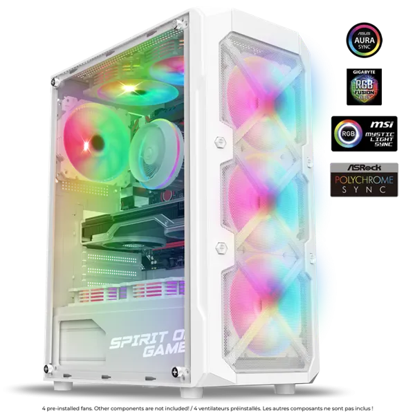 Spirit of Gamer Számítógépház - REBEL XT White (fekete, ablakos, 4x12cm ventilátor, alsó táp,  ATX, 1xUSB3.0, 2xUSB2.0) - Image 2