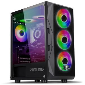 Spirit of Gamer Számítógépház - Rogue VII RGB (fekete, ablakos, 6x12cm ventilátor, alsó táp, mATX, 1xUSB3.0, 2xUSB2.0)