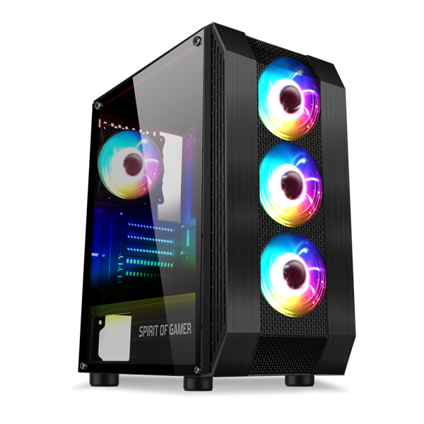 Spirit of Gamer Számítógépház - Rogue VI RGB (fekete, ablakos, 4x12cm ventilátor, alsó táp,  ATX, 1xUSB3.0, 2xUSB2.0) - Image 2