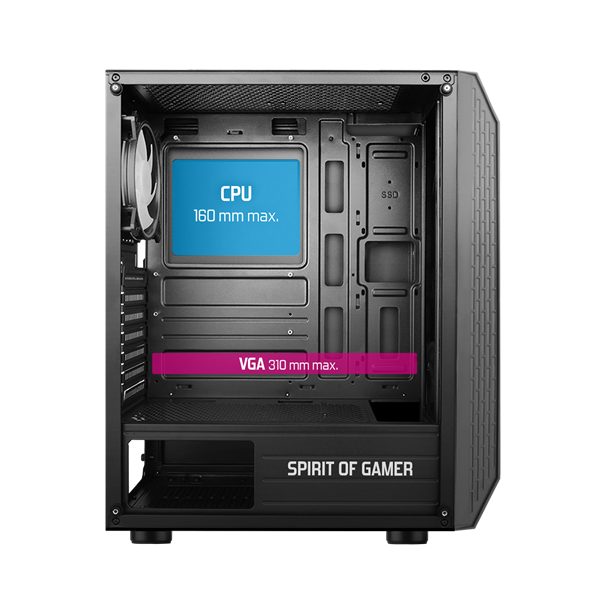 Spirit of Gamer Számítógépház - Rogue VI RGB (fekete, ablakos, 4x12cm ventilátor, alsó táp,  ATX, 1xUSB3.0, 2xUSB2.0) - Image 9