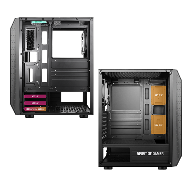 Spirit of Gamer Számítógépház - Rogue VI RGB (fekete, ablakos, 4x12cm ventilátor, alsó táp,  ATX, 1xUSB3.0, 2xUSB2.0) - Image 10