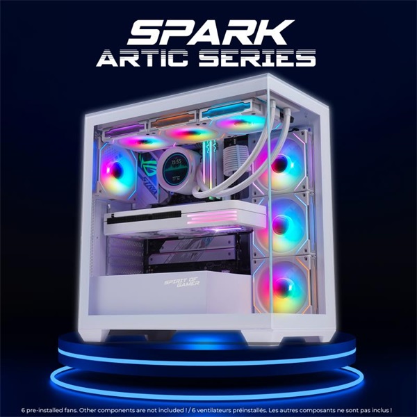 Spirit of Gamer Számítógépház - SPARK Arctic (fehér, ablakos, 6x12cm ventilátor, alsó táp,  ATX, 2xUSB3.0, 1xUSB-C) - Image 13