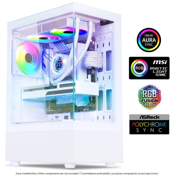 Spirit of Gamer Számítógépház - SPECTRA Arctic (fehér, ablakos, 3x12cm ventilátor, alsó táp,  ATX, 1xUSB3.0, 2xUSB2.0) - Image 2