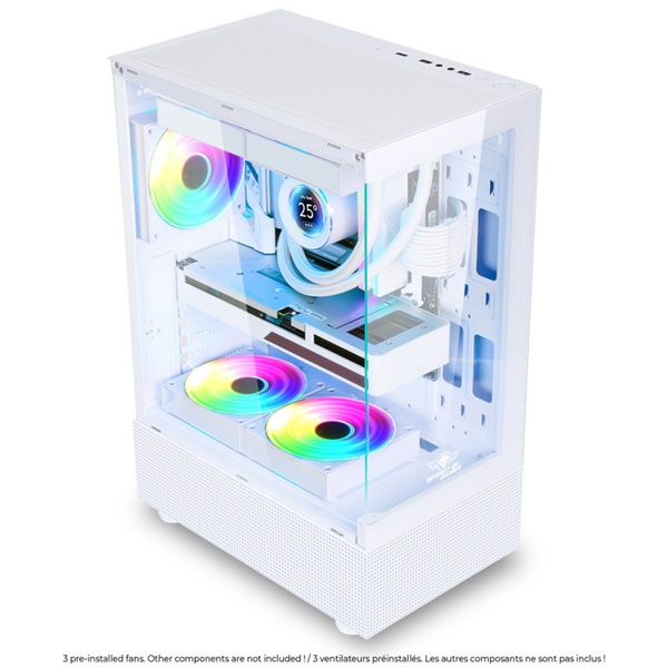 Spirit of Gamer Számítógépház - SPECTRA Arctic (fehér, ablakos, 3x12cm ventilátor, alsó táp,  ATX, 1xUSB3.0, 2xUSB2.0) - Image 3
