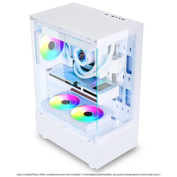 Spirit of Gamer Számítógépház - SPECTRA Arctic (fehér, ablakos, 3x12cm ventilátor, alsó táp,  ATX, 1xUSB3.0, 2xUSB2.0) - Image 3