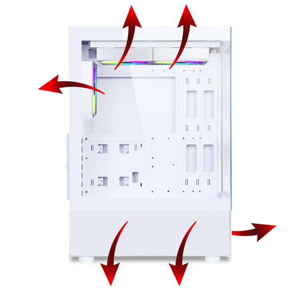Spirit of Gamer Számítógépház - SPECTRA Arctic (fehér, ablakos, 3x12cm ventilátor, alsó táp,  ATX, 1xUSB3.0, 2xUSB2.0) - Image 4