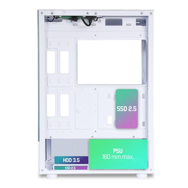 Spirit of Gamer Számítógépház - SPECTRA Arctic (fehér, ablakos, 3x12cm ventilátor, alsó táp,  ATX, 1xUSB3.0, 2xUSB2.0) - Image 7