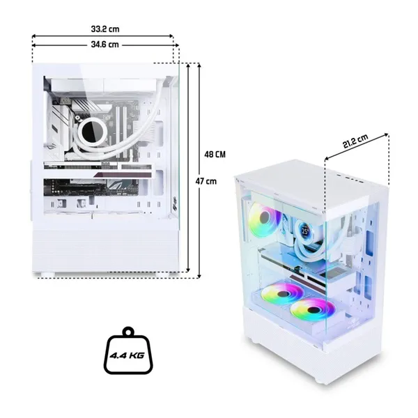 Spirit of Gamer Számítógépház - SPECTRA Arctic (fehér, ablakos, 3x12cm ventilátor, alsó táp,  ATX, 1xUSB3.0, 2xUSB2.0) - Image 9