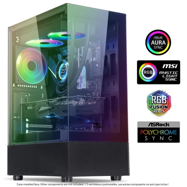 Spirit of Gamer Számítógépház - SPECTRA Black (fekete, ablakos, 3x12cm ventilátor, alsó táp,  ATX, 1xUSB3.0, 2xUSB2.0) - Image 2