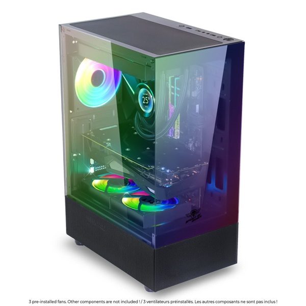 Spirit of Gamer Számítógépház - SPECTRA Black (fekete, ablakos, 3x12cm ventilátor, alsó táp,  ATX, 1xUSB3.0, 2xUSB2.0) - Image 3