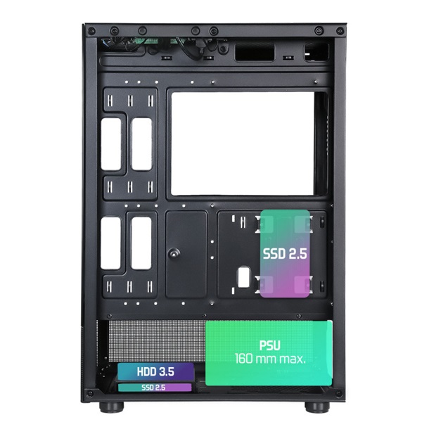 Spirit of Gamer Számítógépház - SPECTRA Black (fekete, ablakos, 3x12cm ventilátor, alsó táp,  ATX, 1xUSB3.0, 2xUSB2.0) - Image 7