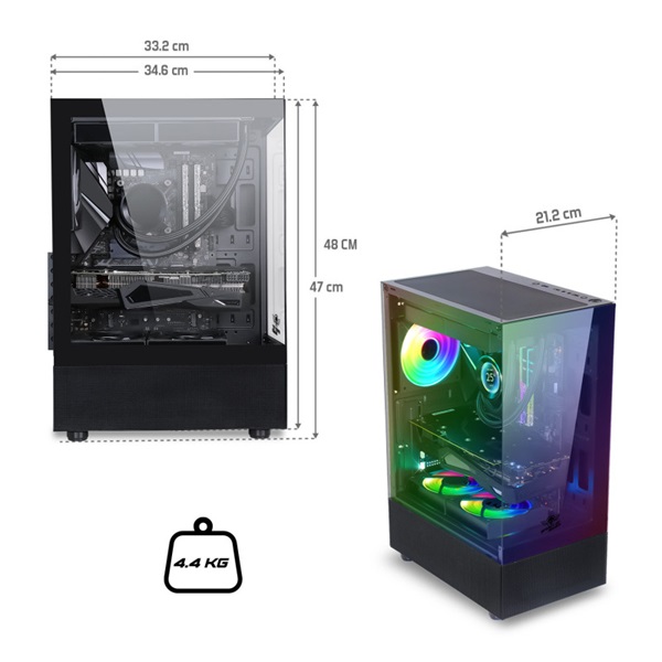 Spirit of Gamer Számítógépház - SPECTRA Black (fekete, ablakos, 3x12cm ventilátor, alsó táp,  ATX, 1xUSB3.0, 2xUSB2.0) - Image 9