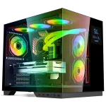 Spirit of Gamer Számítógépház - VIPER CRX Black (fekete, ablakos, 6x12cm ventilátor, alsó táp,  ATX, 1x USB-C, 2x USB-A)