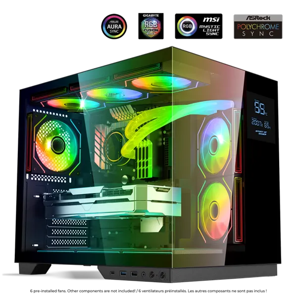 Spirit of Gamer Számítógépház - VIPER CRX Black (fekete, ablakos, 6x12cm ventilátor, alsó táp,  ATX, 1x USB-C, 2x USB-A) - Image 2